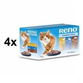 Reno pro kočku s rybou + s drůbežím + s játry 4 x (12 x 100g)