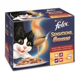 Felix Sensations Sauces výběr v ochucených omáč. s hovězím, jehněčím, krůtou a kachnou 12 x 100g