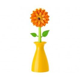 Kartáč na nádobí s podstavcem Flower Power Orange
