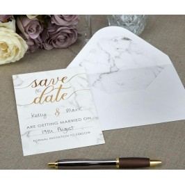 Sada 10 pozvánek a 10 obálek Save the Date Marble